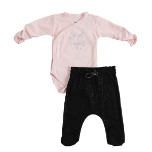 סט בגד גוף עם כיתוב מטאלי סופר עכשווי מעוצב בהתאם לגיל התינוק במידות ניו-בורן 0-3