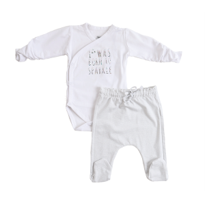 סט בגד גוף עם כיתוב מטאלי סופר עכשווי מעוצב