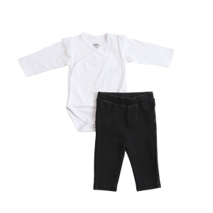 סט בגד גוף מעטפת עם טולים עם הדפס מנצנץ ומכנסיים ארוכים דמוי ג'ינס